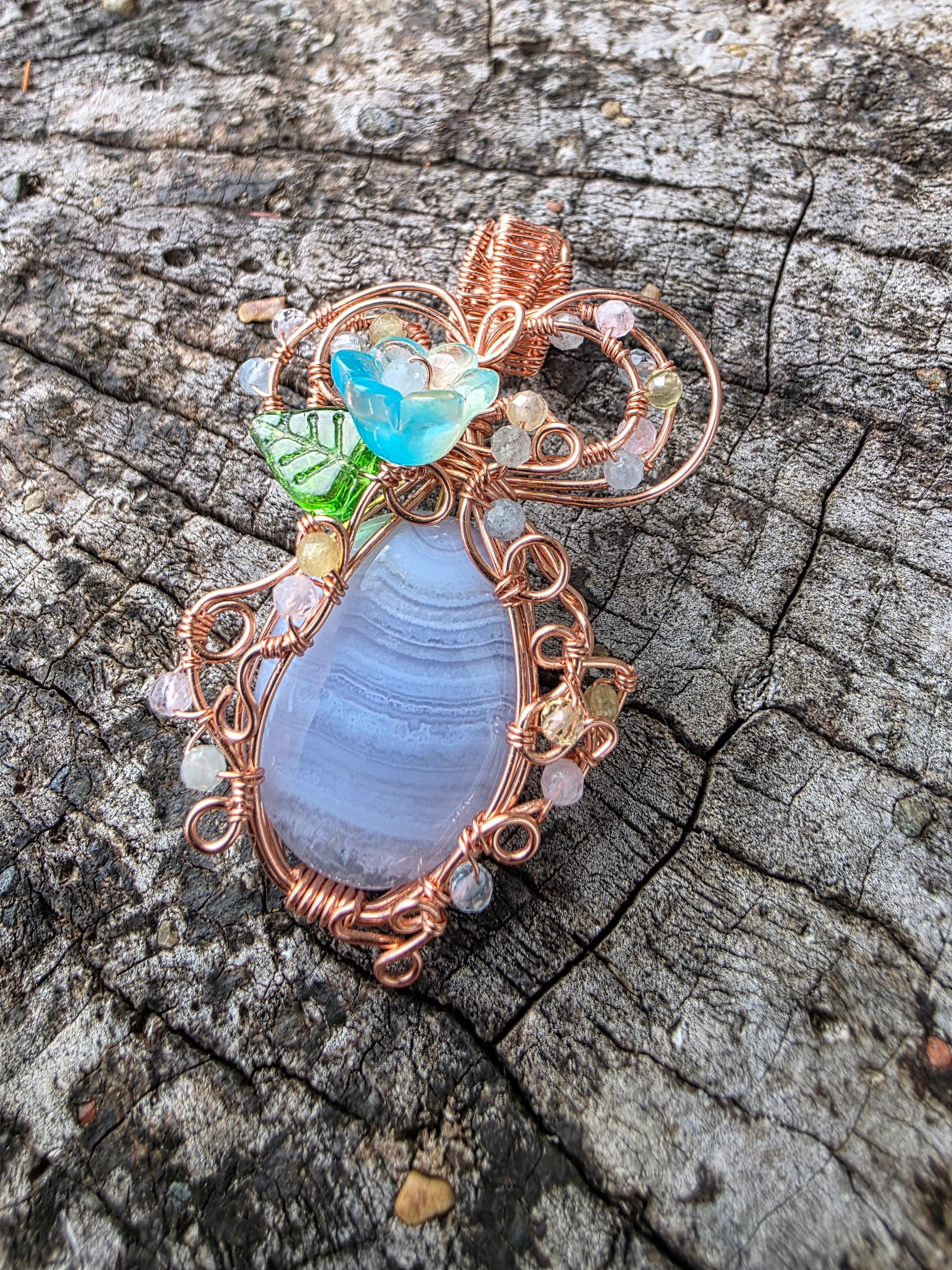 Blue lace agate pendant
