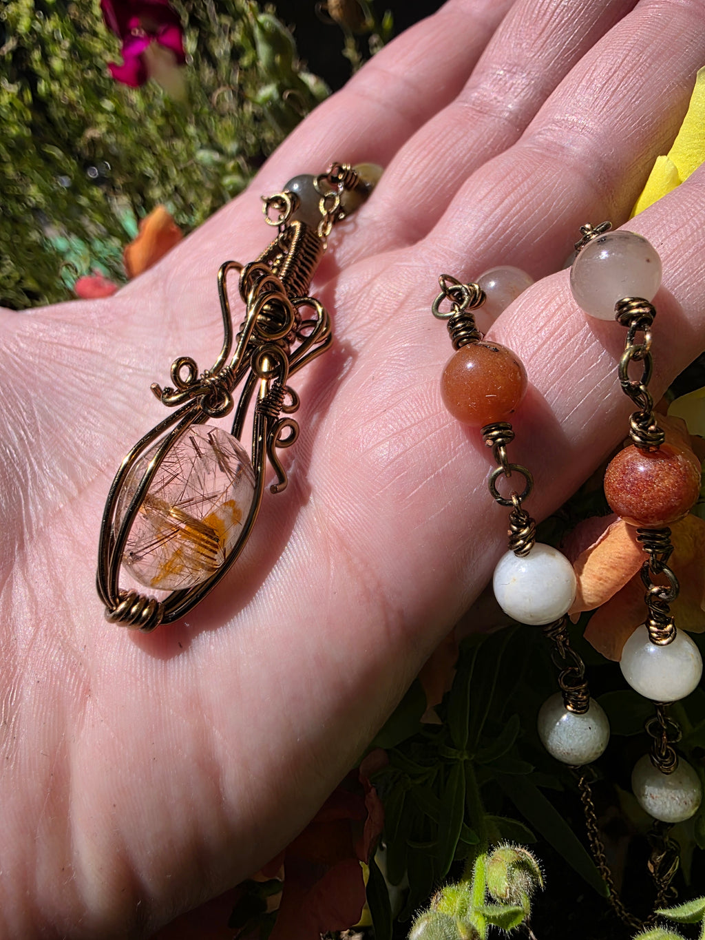 Rutila quartz crystal pendant & necklace