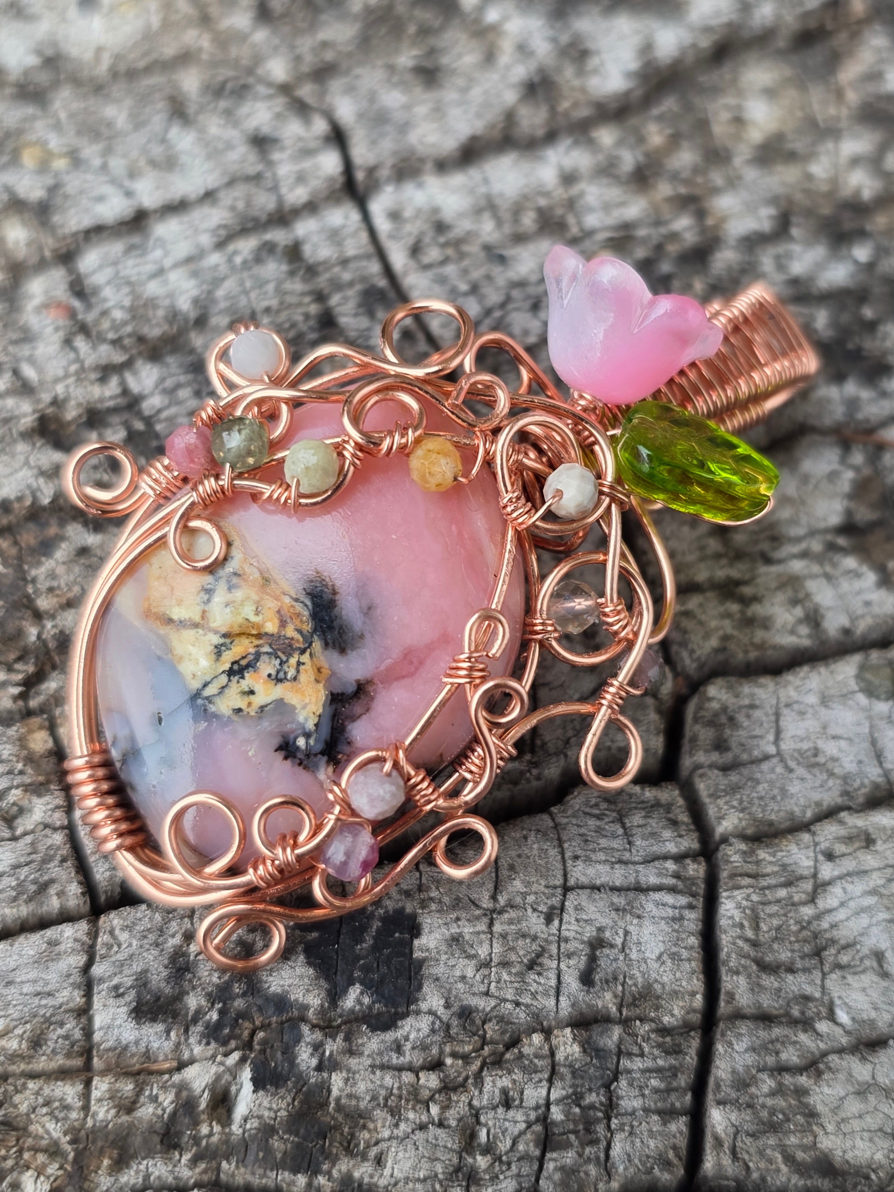 Pink opal pendant