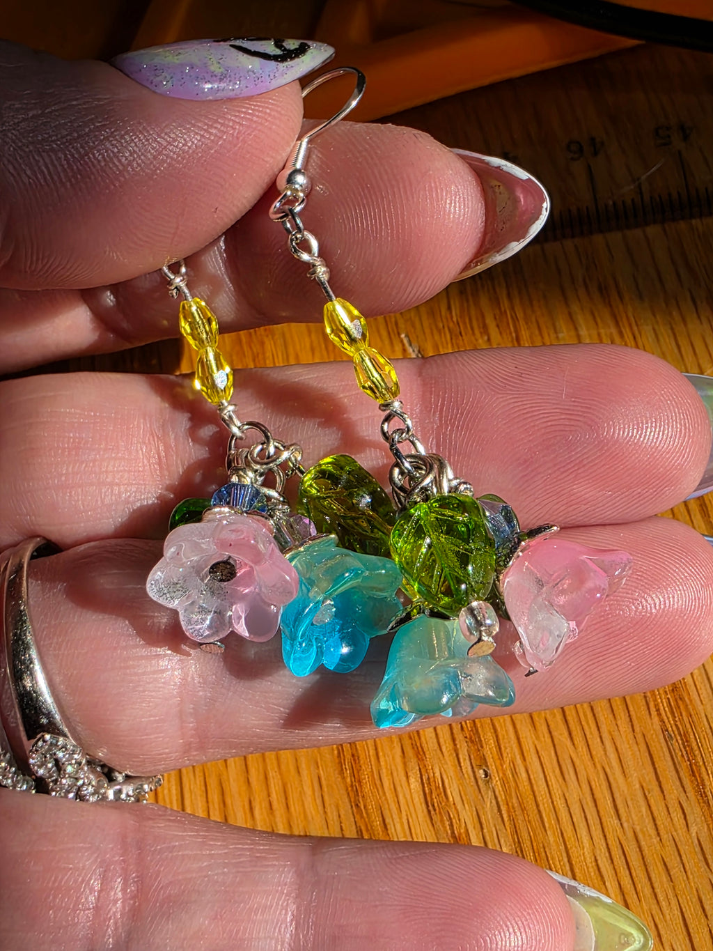 Glass flower earrings