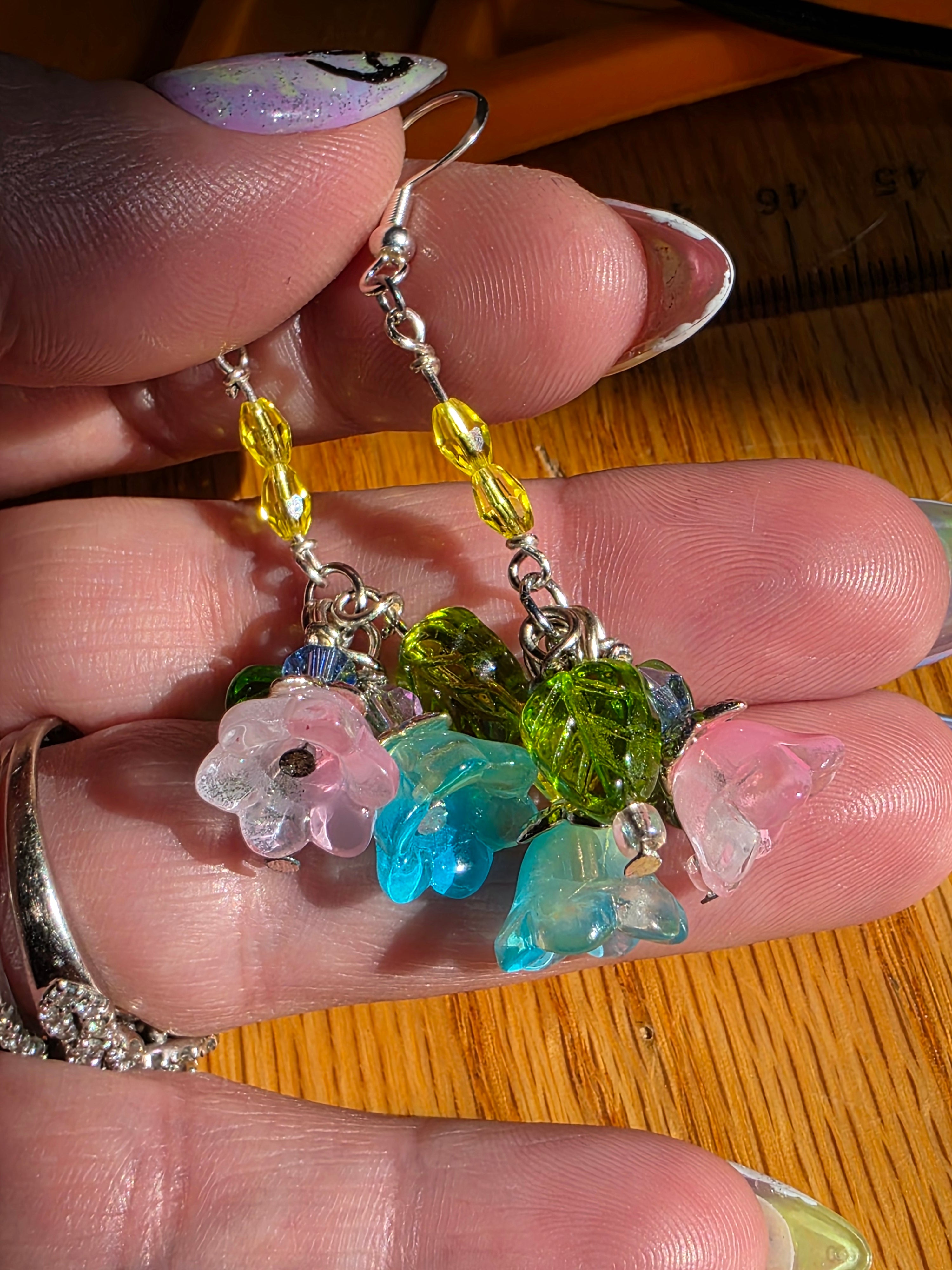 Glass flower earrings