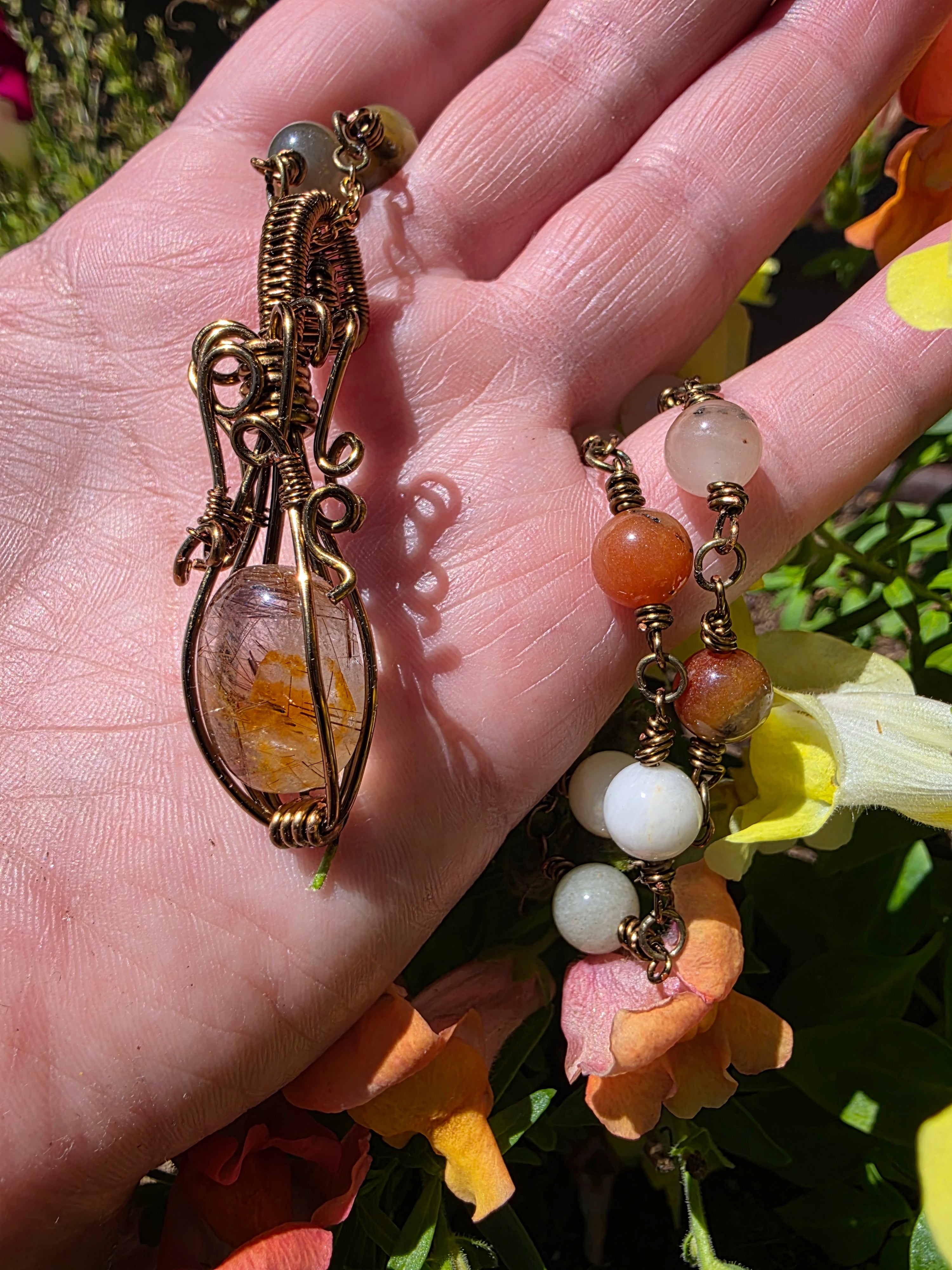 Rutila quartz crystal pendant & necklace