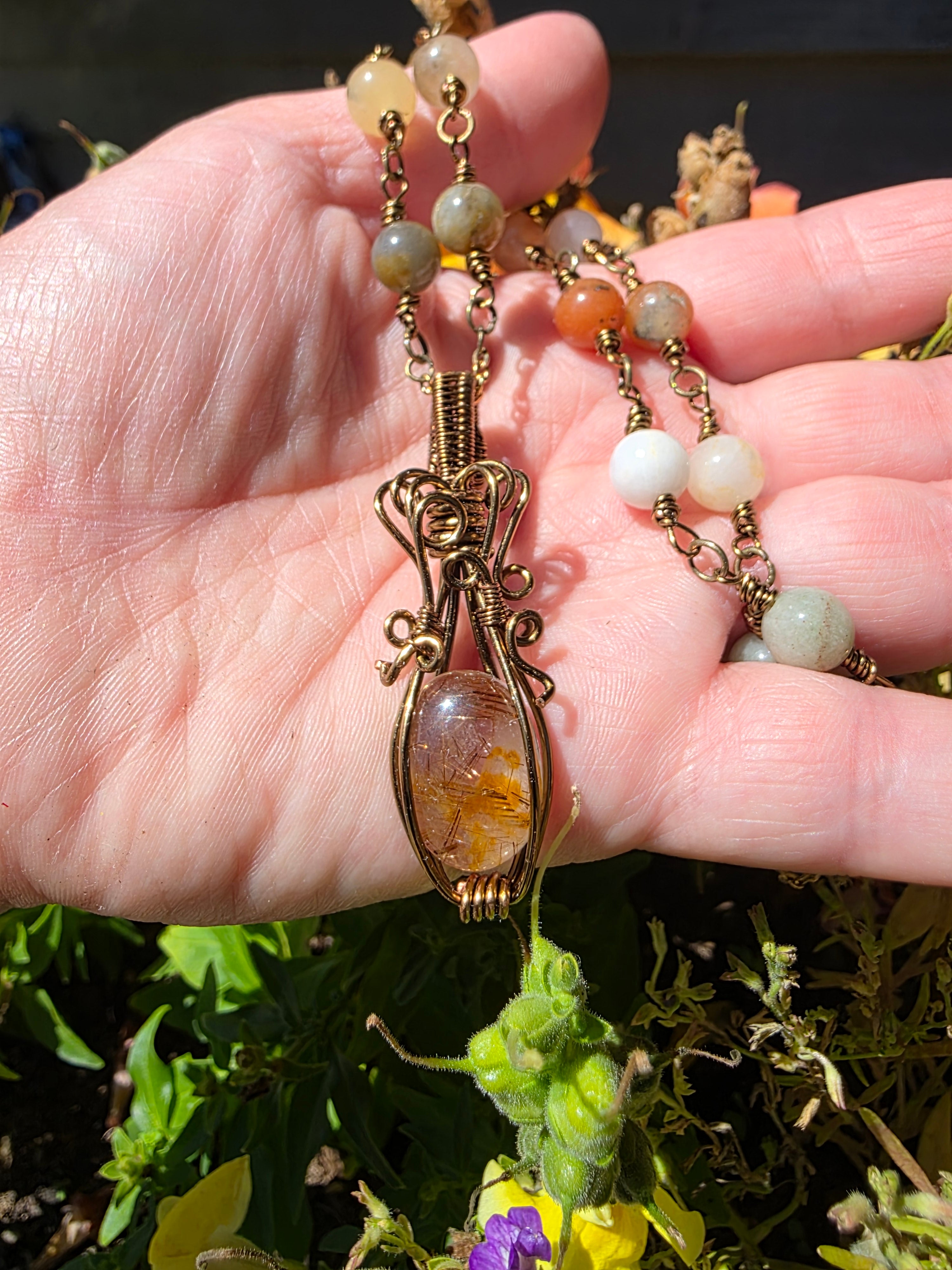 Rutila quartz crystal pendant & necklace